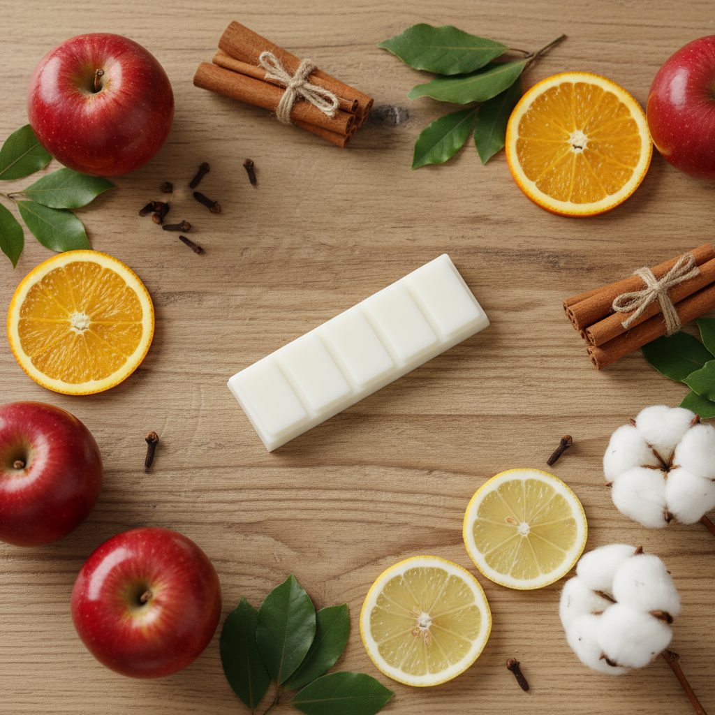 Light Wood with Fresh Apples and Greens