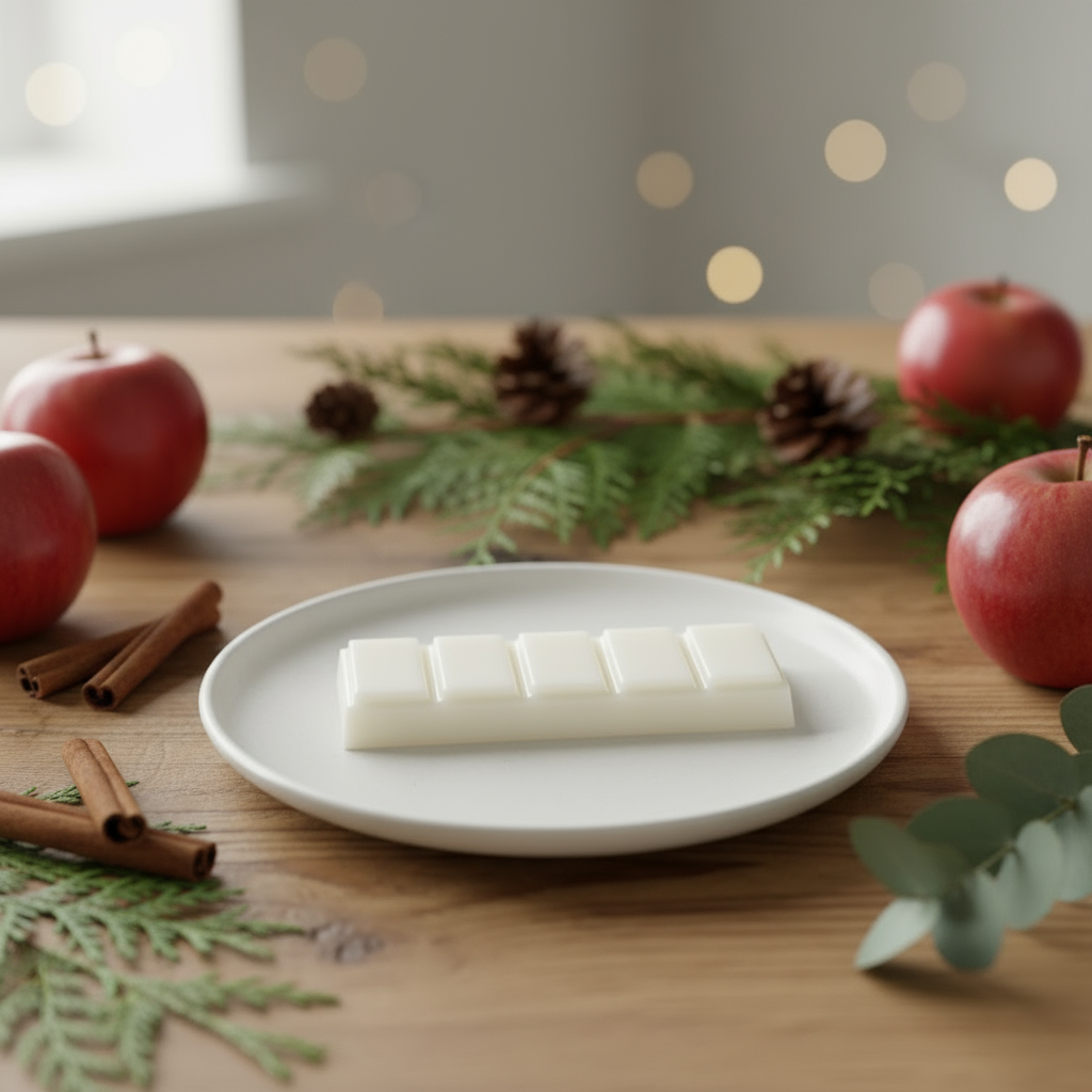 White Plate with Cedar and Pinecones