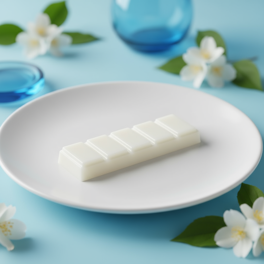 White Plate with Marine Blue Elements